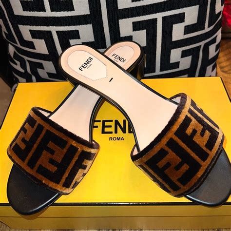 fendi logo-print velvet and leather mules|Fendi Logo Print Velvet And Leather Mules .